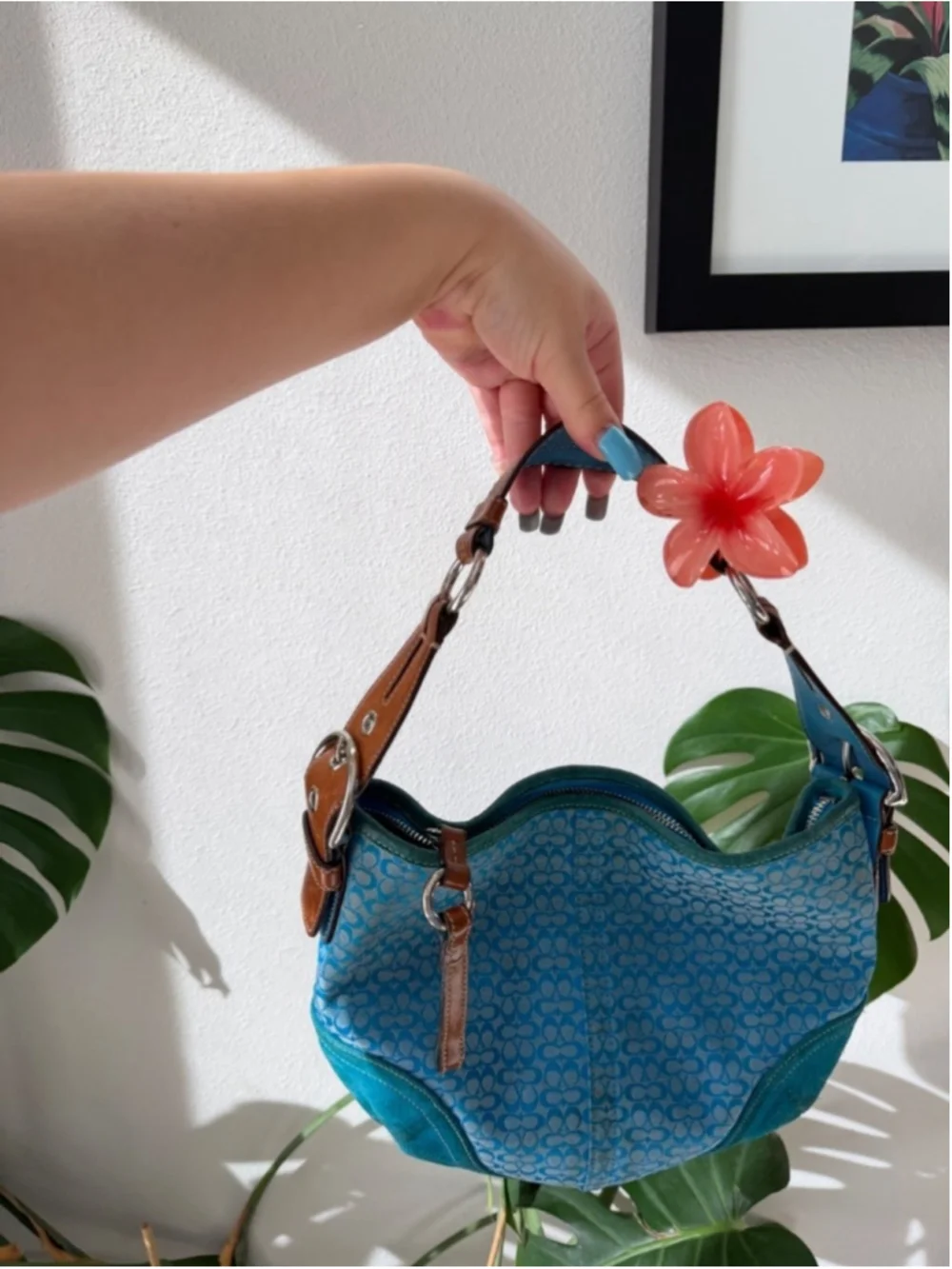 🦋 RARE Y2K Vintage Coach Signature Blue Soho Suede Hobo Shoulder Bag #1460 🦋